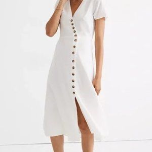 Madewell Petite Linen-Blend Button Dress